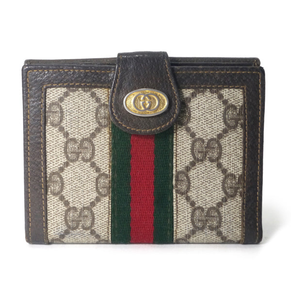 OLD Gucci アクセコ シェリーWホック折財布（茶）