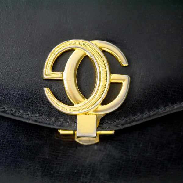 OLD Gucci　総革GG留め具がま口長財布（黒）