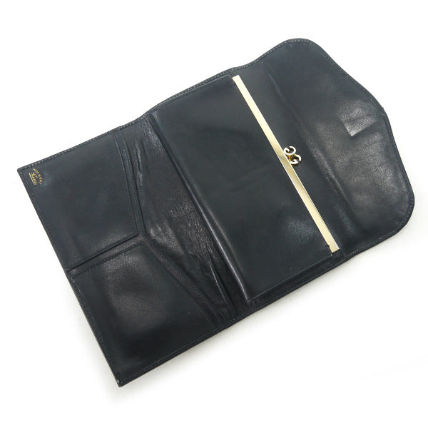 OLD Gucci　総革GG留め具がま口長財布（黒）