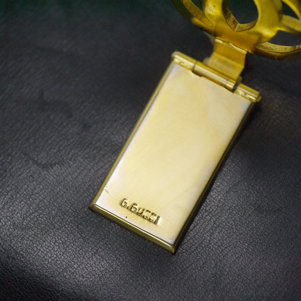 OLD Gucci　総革GG留め具がま口長財布（黒）