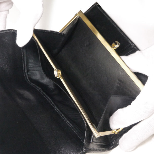 OLD Gucci　総革GG留め具がま口長財布（黒）