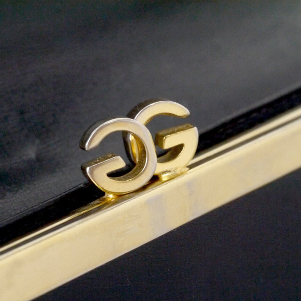 OLD Gucci　総革GG留め具がま口長財布（黒）