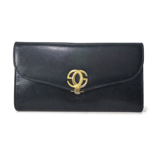 OLD Gucci　総革GG留め具がま口長財布（黒）