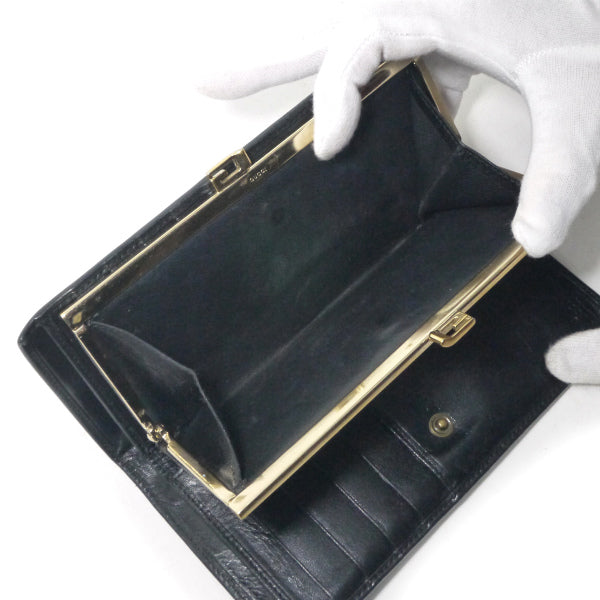 OLD Gucci　総革GGがま口長財布（黒）
