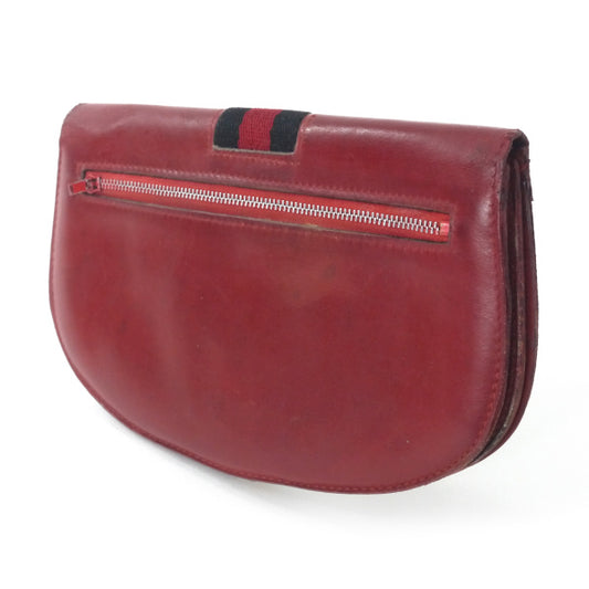 OLD Gucci  総革シェリー ハーフムーン財布（ボルドー）