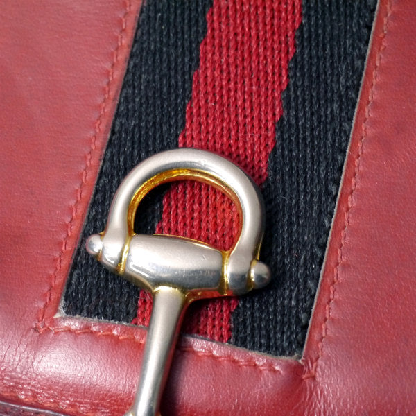 OLD Gucci  総革シェリー ハーフムーン財布（ボルドー）