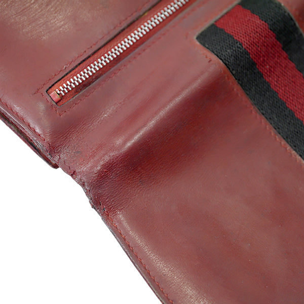 OLD Gucci  総革シェリー ハーフムーン財布（ボルドー）