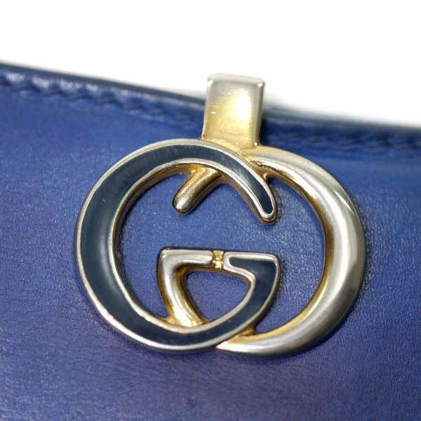 OLD Gucci  GG留め具 総革２つ折れ財布（青）