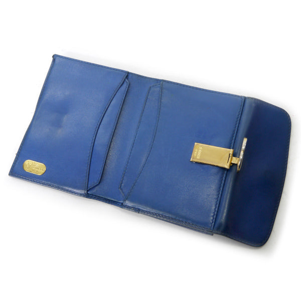 OLD Gucci  GG留め具 総革２つ折れ財布（青）