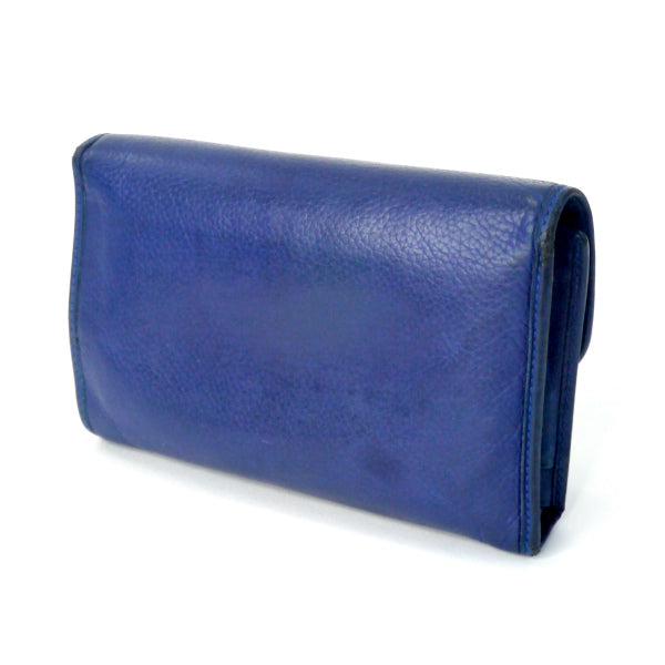 OLD Gucci  アンティーク留め具 総革ミドル財布（青）