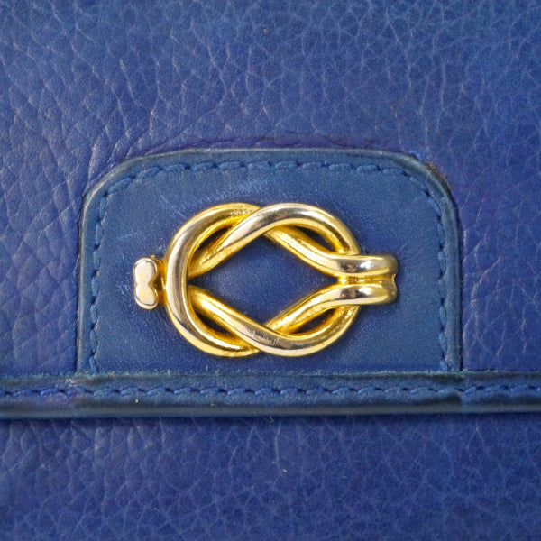 OLD Gucci  アンティーク留め具 総革ミドル財布（青）