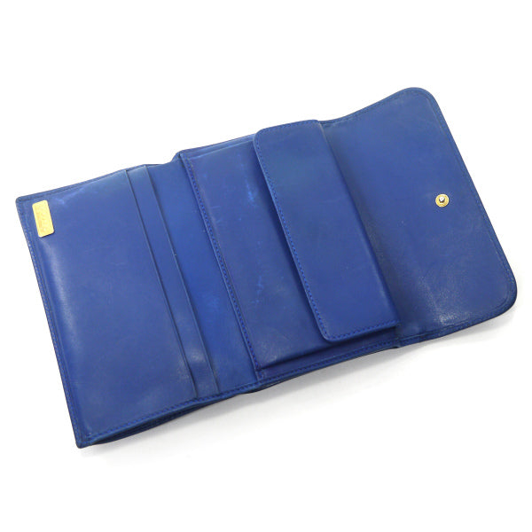 OLD Gucci  アンティーク留め具 総革ミドル財布（青）