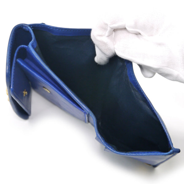 OLD Gucci  アンティーク留め具 総革ミドル財布（青）