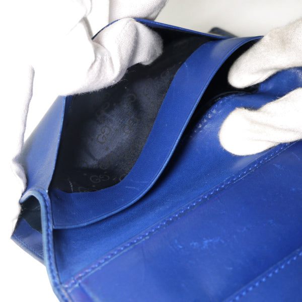 OLD Gucci  アンティーク留め具 総革ミドル財布（青）