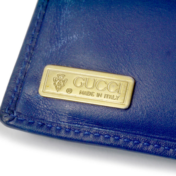 OLD Gucci  アンティーク留め具 総革ミドル財布（青）