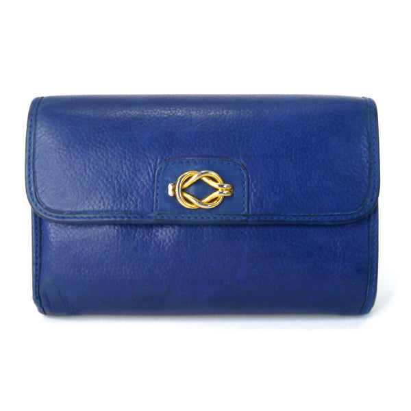 OLD Gucci  アンティーク留め具 総革ミドル財布（青）