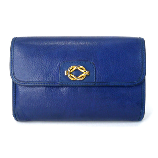 OLD Gucci  アンティーク留め具 総革ミドル財布（青）