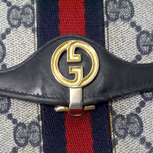 OLD Gucci　GG留め具がま口シェリー長財布（青）