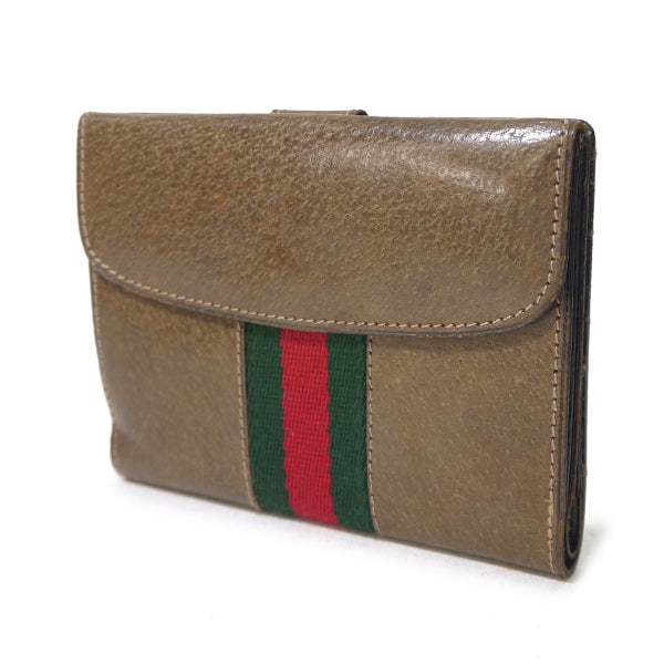 OLD Gucci　ピグスキン シェリーWホック折財布（茶）