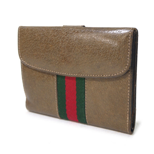 OLD Gucci　ピグスキン シェリーWホック折財布（茶）