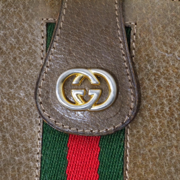 OLD Gucci　ピグスキン シェリーWホック折財布（茶）