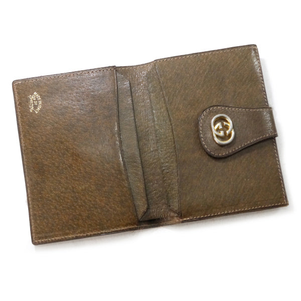 OLD Gucci　ピグスキン シェリーWホック折財布（茶）