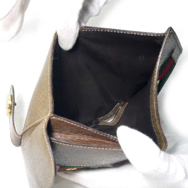 OLD Gucci　ピグスキン シェリーWホック折財布（茶）