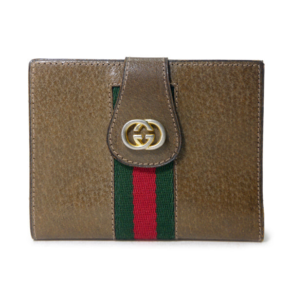 OLD Gucci　ピグスキン シェリーWホック折財布（茶）
