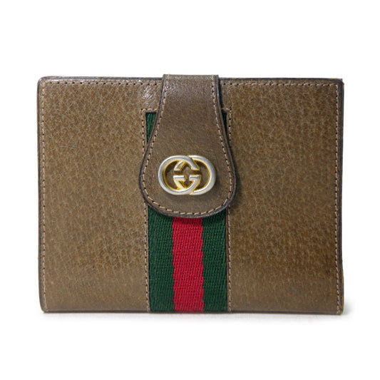 OLD Gucci　ピグスキン シェリーWホック折財布（茶）