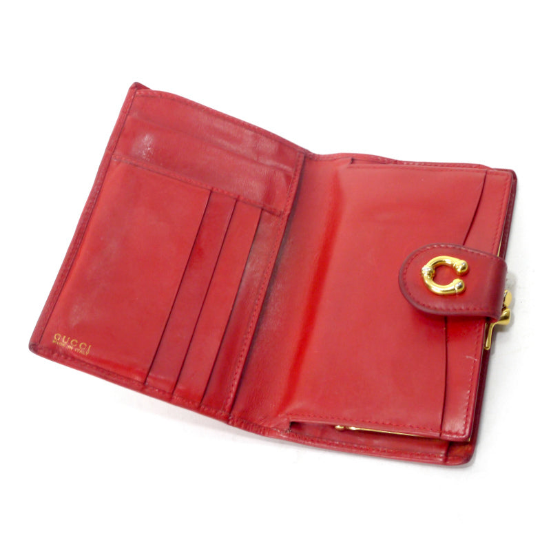 OLD Gucci  総革ホースシューがま口ミドル財布（赤）