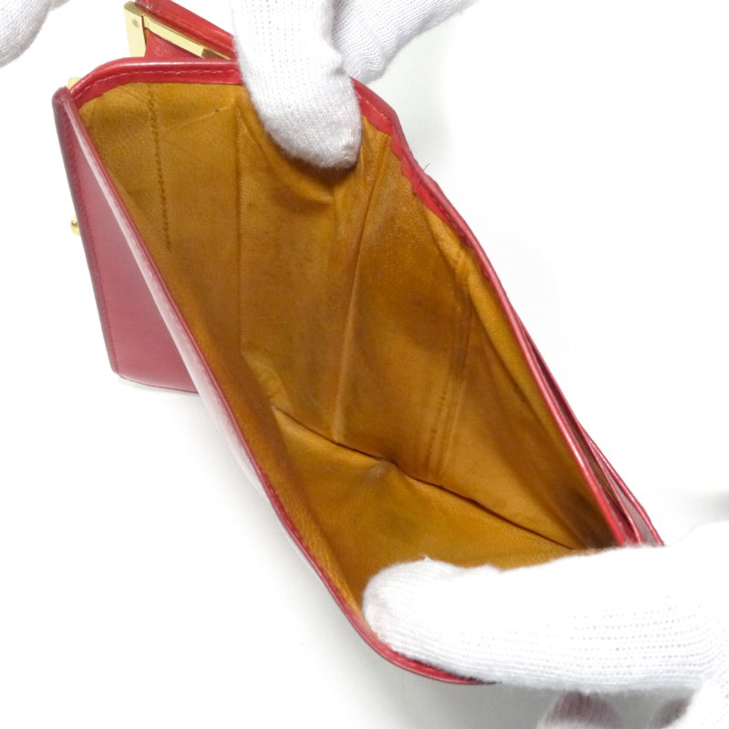 OLD Gucci  総革ホースシューがま口ミドル財布（赤）