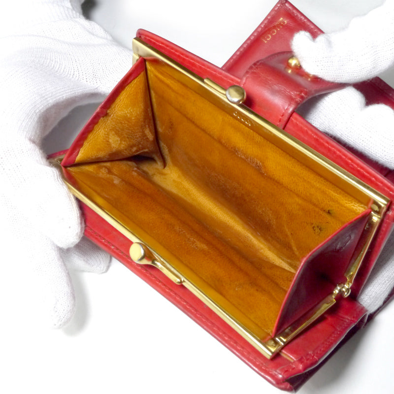 OLD Gucci 総革ホースシューがま口ミドル財布（赤） – Vintage Shop Rococo