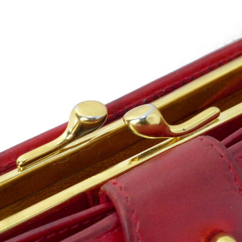 OLD Gucci  総革ホースシューがま口ミドル財布（赤）