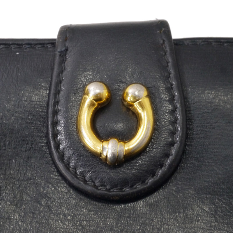 OLD Gucci  総革ホースシューがま口ミドル財布（黒）