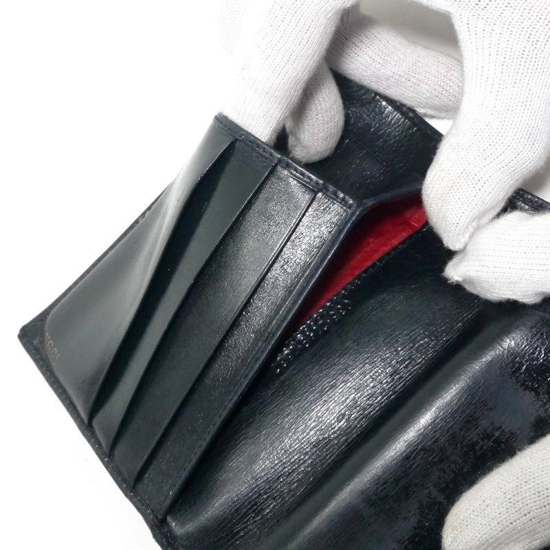 OLD Gucci  総革ホースシューがま口ミドル財布（黒）