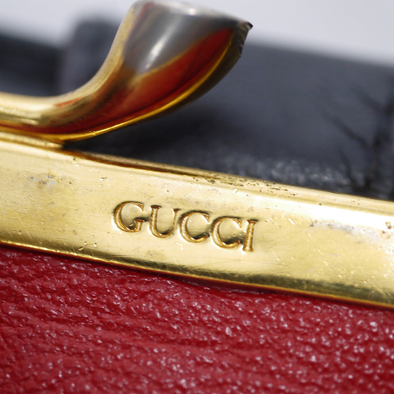 OLD Gucci  総革ホースシューがま口ミドル財布（黒）