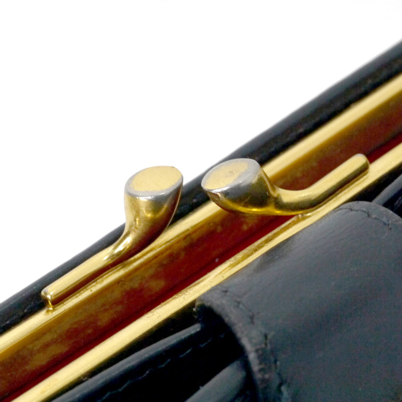 OLD Gucci  総革ホースシューがま口ミドル財布（黒）