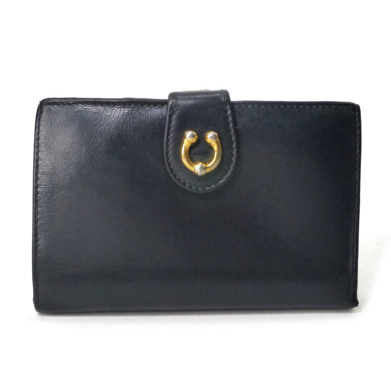 OLD Gucci  総革ホースシューがま口ミドル財布（黒）
