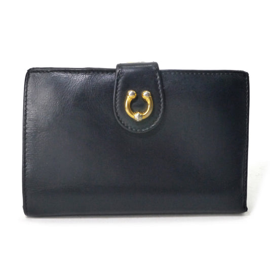OLD Gucci  総革ホースシューがま口ミドル財布（黒）