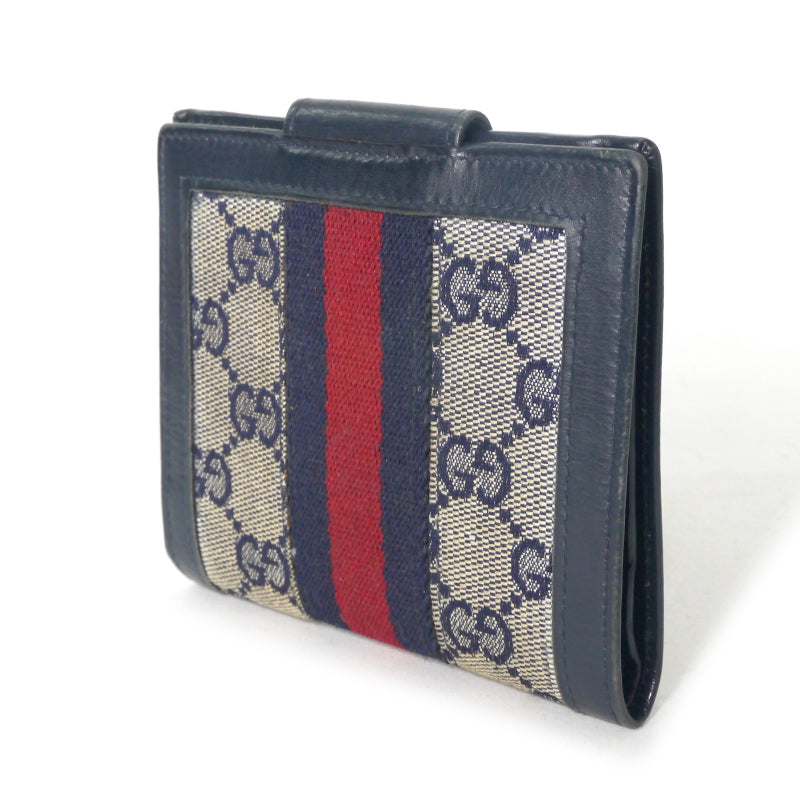 OLD Gucci  ジャガード シェリー折財布（青）