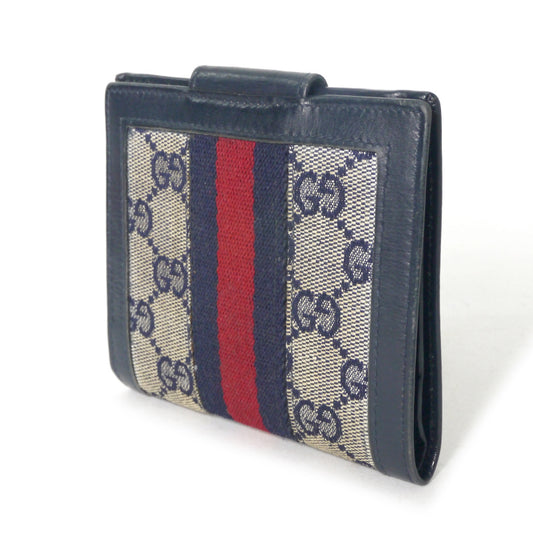 OLD Gucci  ジャガード シェリー折財布（青）