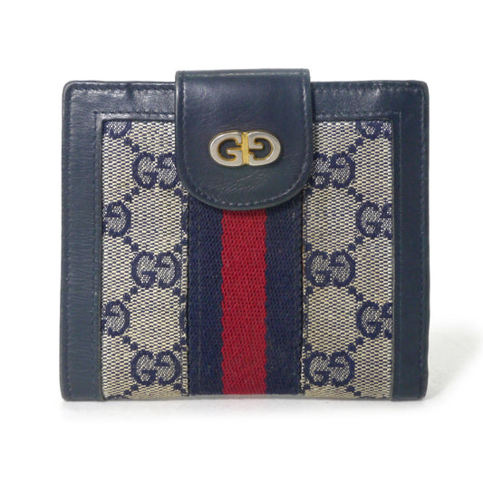 OLD Gucci  ジャガード シェリー折財布（青）