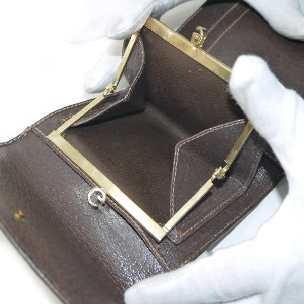 OLD Gucci ピグスキン シェリーがま口折財布（茶）