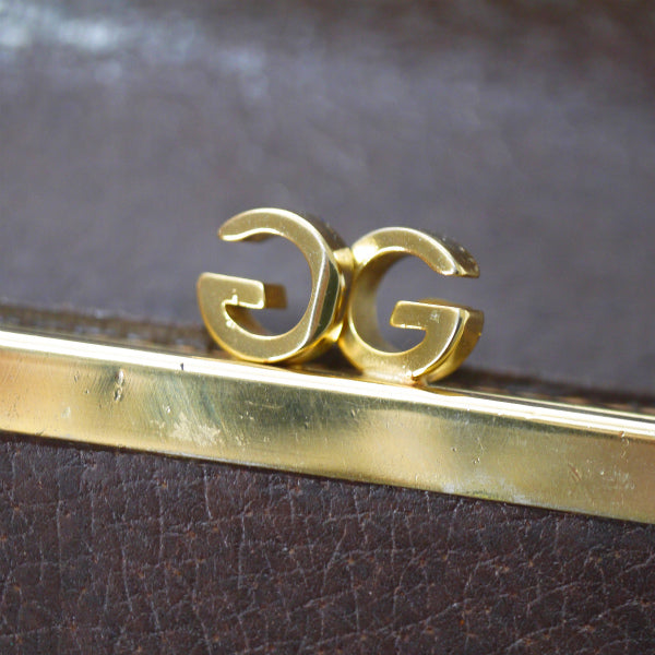OLD Gucci ピグスキン シェリーがま口折財布（茶）