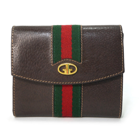 OLD Gucci ピグスキン シェリーがま口折財布（茶）