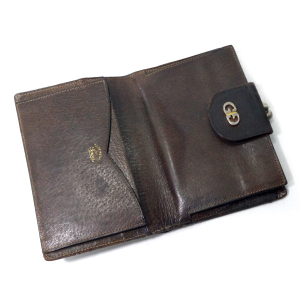 OLD Gucci ピグスキン シェリーがま口ミドル折財布（茶）