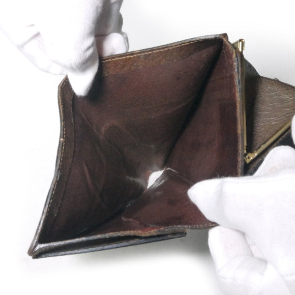 OLD Gucci ピグスキン シェリーがま口ミドル折財布（茶）