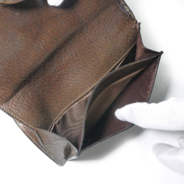 OLD Gucci ピグスキン シェリーがま口ミドル折財布（茶）
