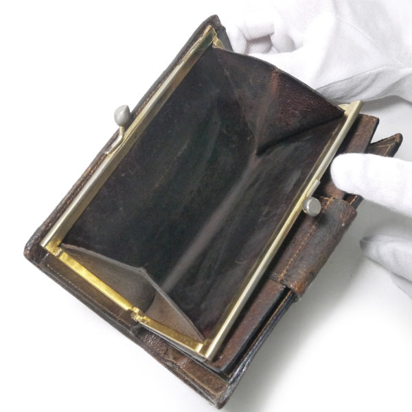 OLD Gucci ピグスキン シェリーがま口ミドル折財布（茶）