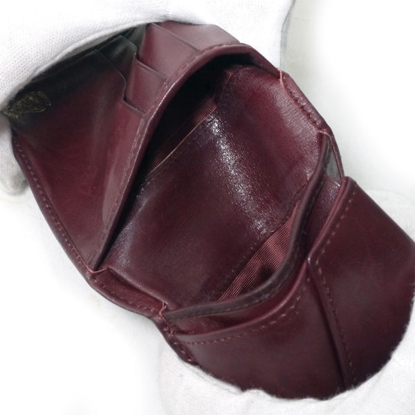 OLD Gucci　総革70s筆記体ロゴ折り財布（ボルドー）